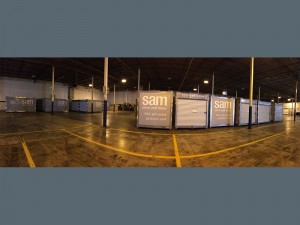 storage pods in a warehouse